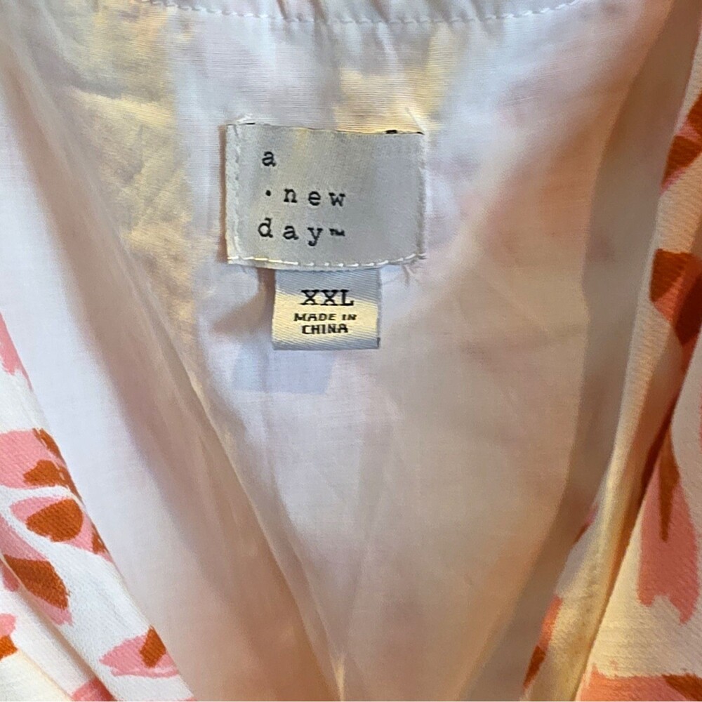 A New Day Women's 2XL Sleeveless V-Neck Floral Jumpsuit White Pink Orange